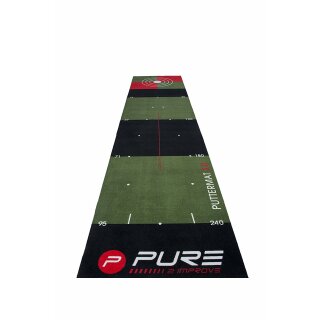 Pure2Improve Puttingmatte Golf, Schwarz/Grün/Rot, 3 m x 65 cm